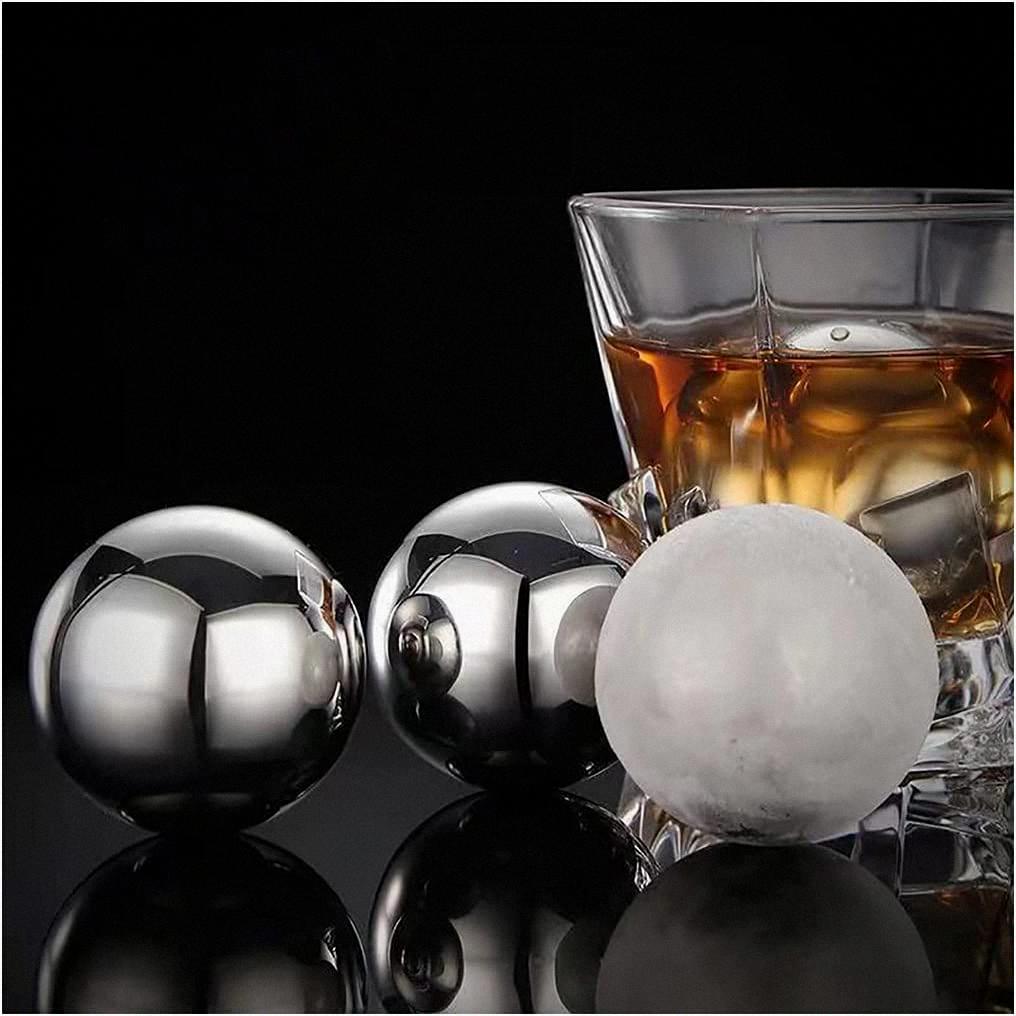 Whiskey Ball - Reusable Stainless Steel Ice Sphere - Scotch,Vodka,Wine Ice  Chiller Stocking Stuffer - Ice Cube Metal Whiskey Stones Ball Won't Dilute